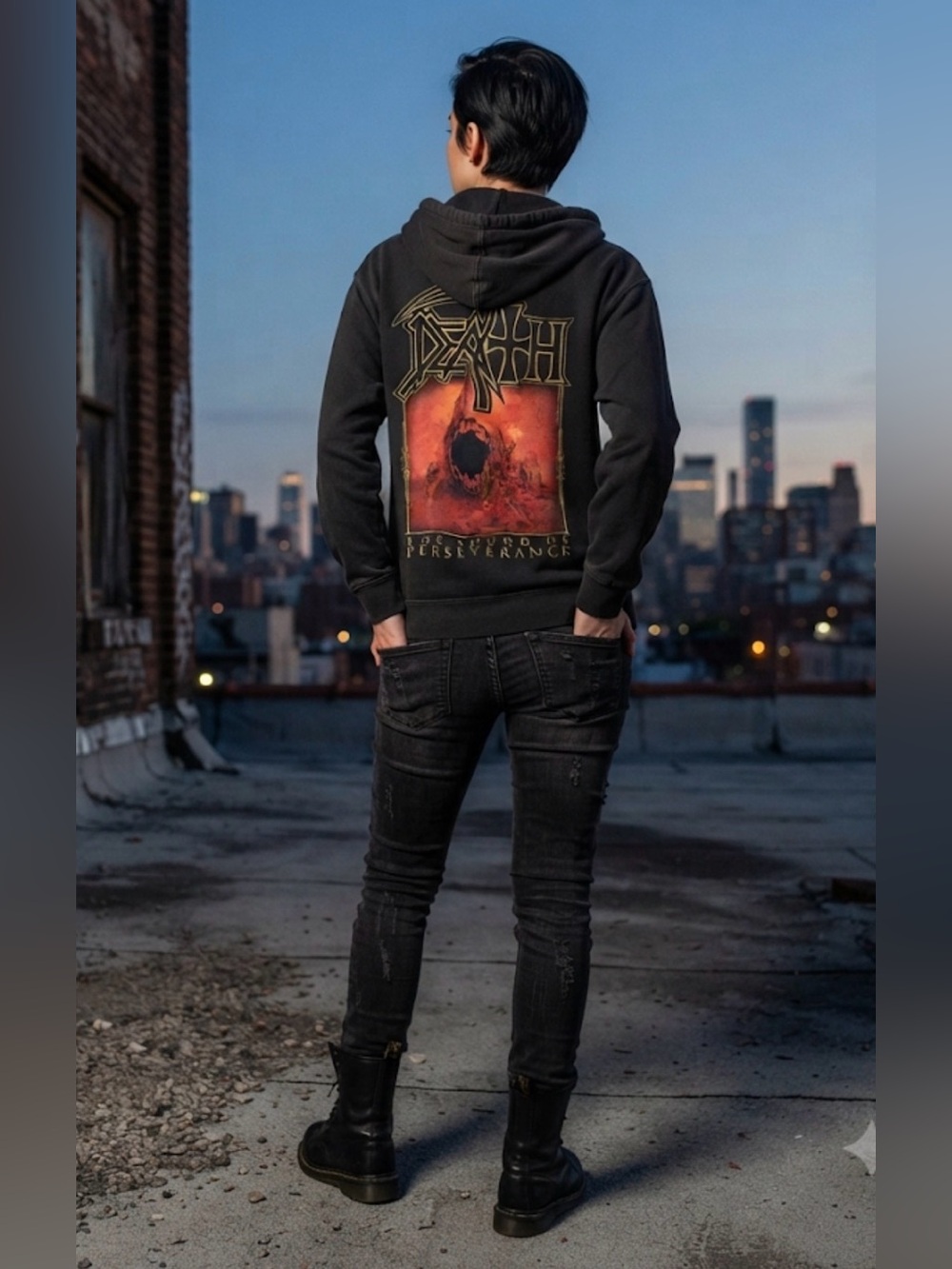 Death The Sound of Perseverance Black Zip-Up Hoodie Band Graphic Size M